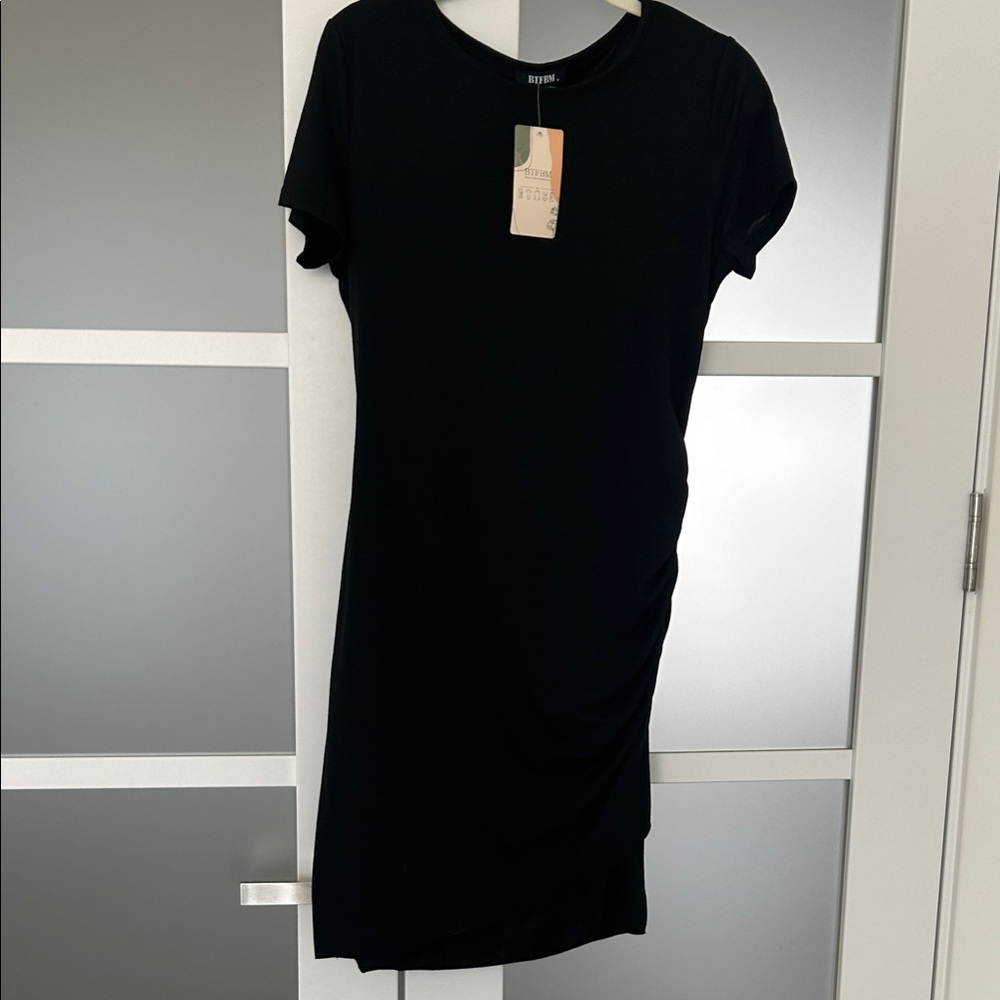 BTFBM Black Mini Dress with Short Sleeves